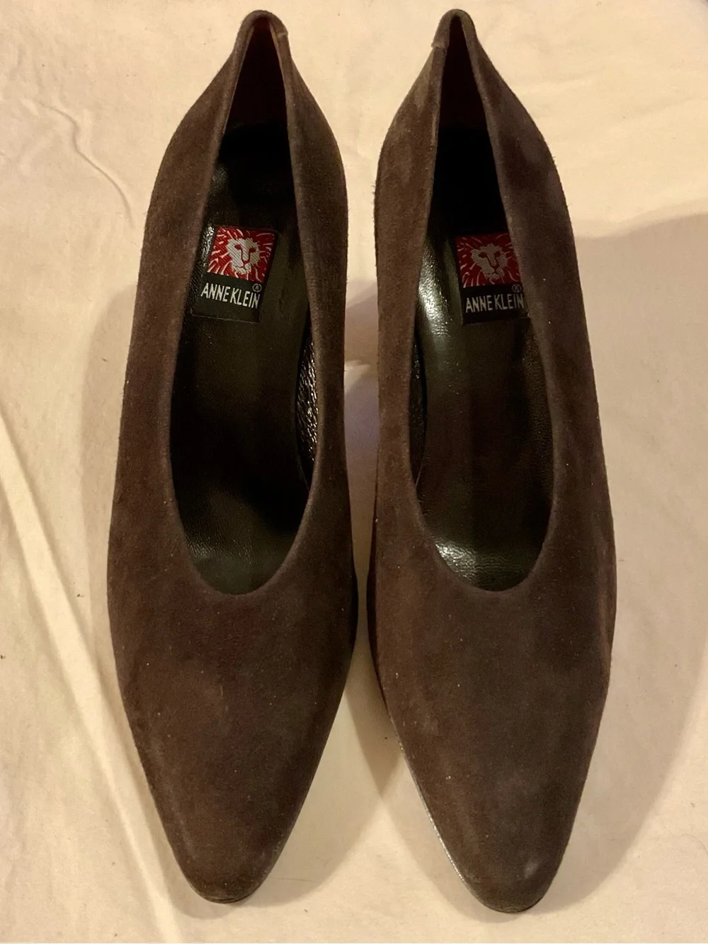 Anne Klein Vintage Dark Brown Suede Pointed Toe Pumps